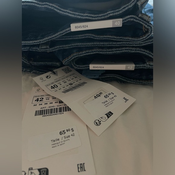 Zara High Rise Full Length Wide Leg Jeans Various Blue Washes - Picture 6 of 7